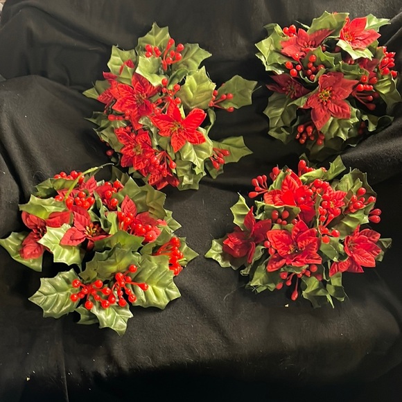 Home Interiors 5405 Four Pc Poinsettia/Ivy/Holly (Ex Unrolled) All Same - Picture 1 of 9